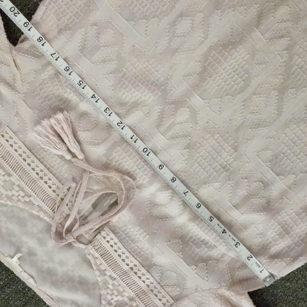 💗Anthropologie Floreat💗 - Rose Pink Eyelet Bell Sleeve Esme Cover-Up Dress - Picture 15 of 16
